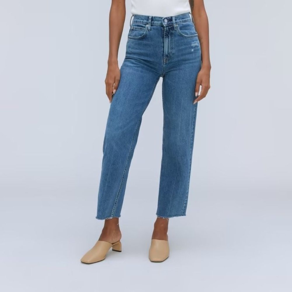 Everlane The Way High Jean Organic Cotton Distressed Women's Size 30 Long